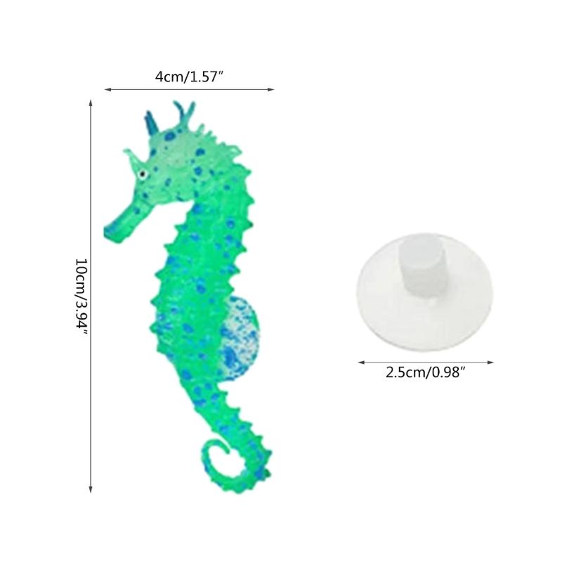 Aquarium Fluorescence Suction Cups Seahorse Ornament Glow in Dark Landscaping Silicone Seahorse Glowing Fish Tank Decors
