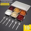 Japanese Stainless Steel Seasoning Box Set - Includes Condiment Jars with Lids