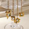 Stainless Steel Floral Pearl Necklace - Luxury Geometric Clavicle Chain
