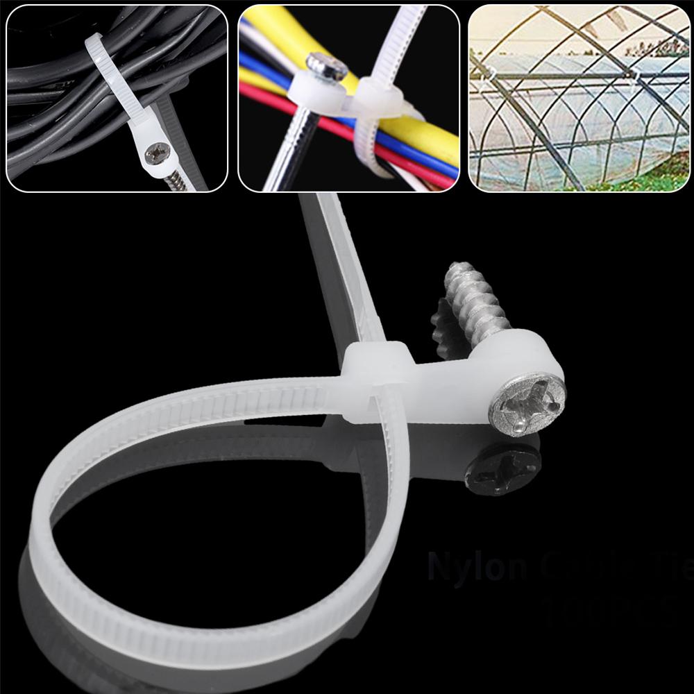 Reusable Screw Hole Cable Ties Self-locking Cord Ties Straps Fastening Loop Office Organizer Heavy Duty Adjustable Cord Zip Tie