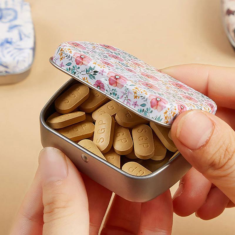 Mini Tin Box With Lid Portable Colorful Sealed Jar Rectangular Tinplate Cases Candy Pill Jewelry Storage Box Container Cans