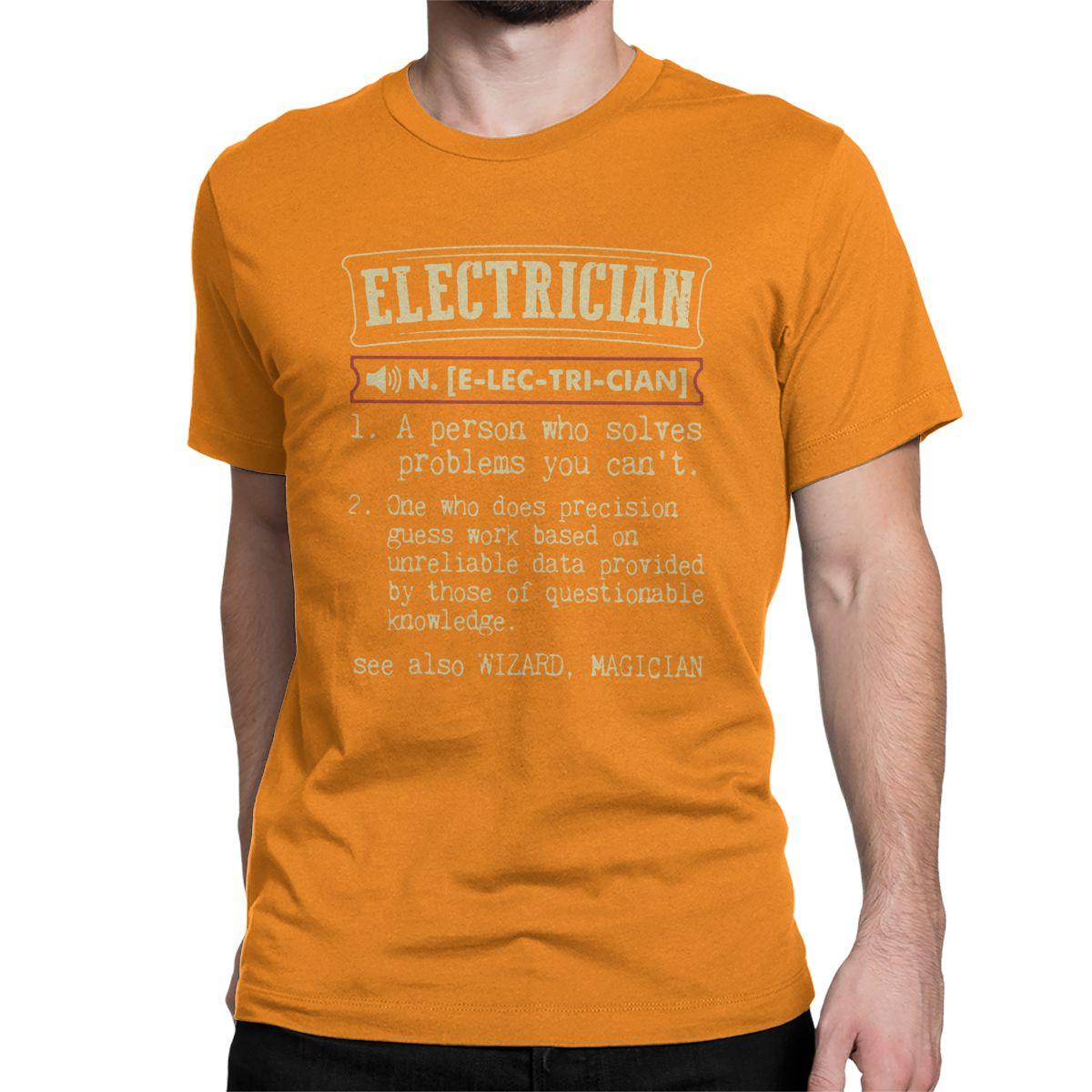 

Men s T-Shirts Electrician Awesome Pure Cotton Tee Shirt Short Sleeve Electrical Engineer T Shirts Crew Neck Tops New Arrival 4XL