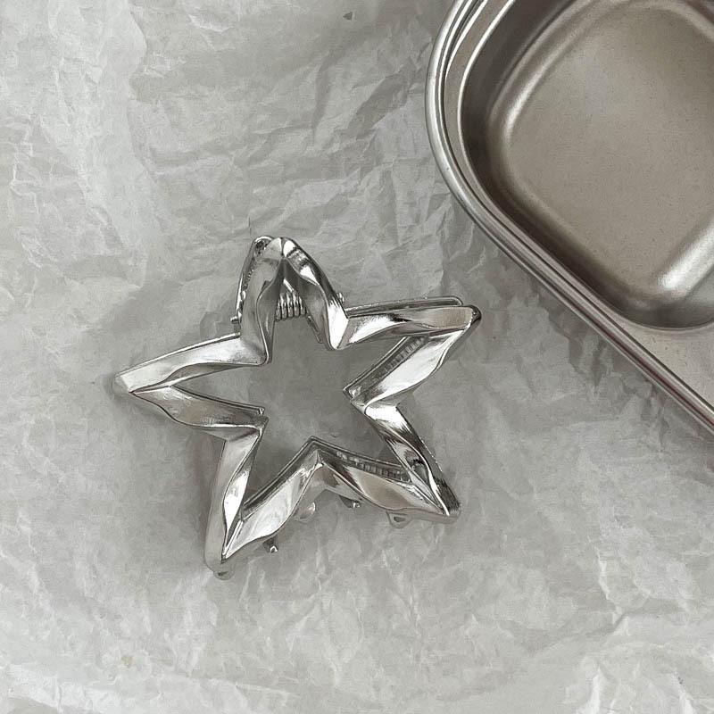 Silver Metal Geometric Shark Hair Clip for Thick Hair