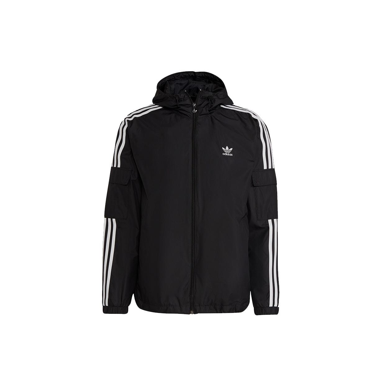 Men s adidas originals 3-Stripes Wb Casual Sports Woven Hooded Jacket Black H06683 S