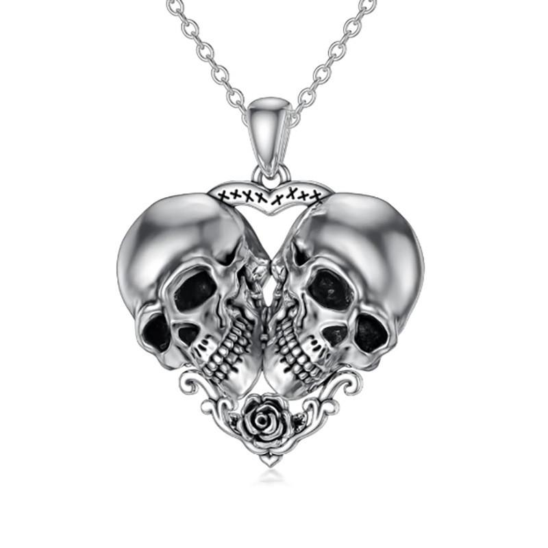 Skull Silver Geometric Pendant Necklace  Alloy Material Fashion Gift Decoration