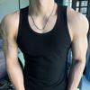 Men's Vest Fitness Elastic Cotton Vest Thickened Coarse Ribbed 230g 2X2 Vest American Style Sweat-Absorbent Sports Vest