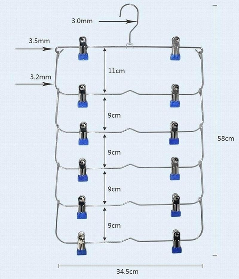 1PCS 6 Layer Clothes Hangers Multilayer Skirt Trouser Hanger for Pants Non Slip Metal Hanger Clips Clothing Storage Rack Holder