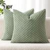 Durable Washable Hidden Zipper Shams Bohemian Corduroy Throw Pillow Cover, Soft Solid Color Decorative Cushion Case, Easy Clean Removable Protectors