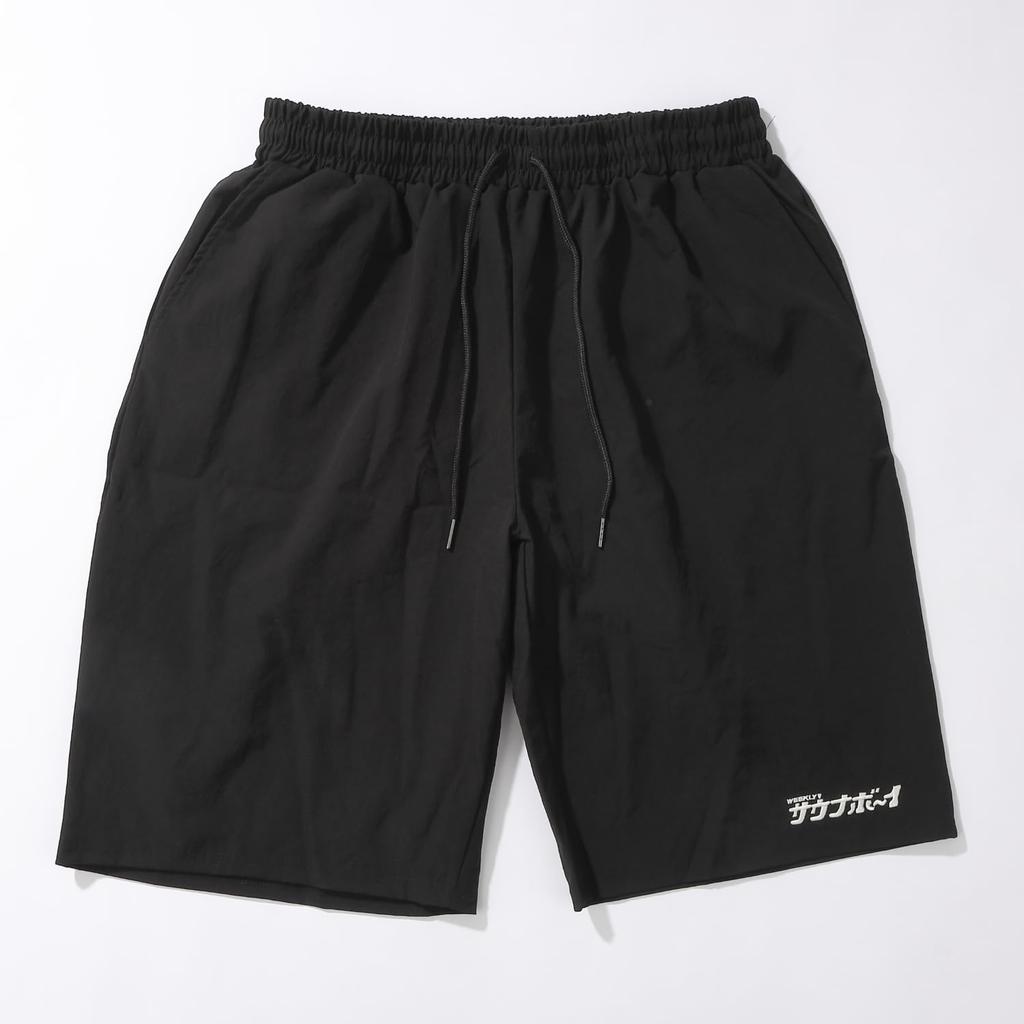 Ripstop Set Sauna Boy Style Top and Bottom Set Relaxing Wear for Saunas and Home Pockets Comfortable Fit Stylish Black Size M Men's Short-Sleeve