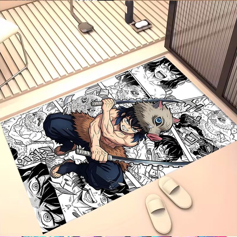 Demon Slayer Print Rug, Washable Floor Carpet, For Entryway Dorm Laundry Room Office Study, Home Decor Birthday Christmas Gift