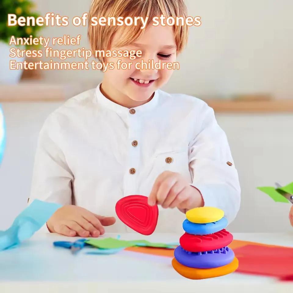 Fidget Toys Sensory Stone 6 Pack Textured Worry Stone Social Emotional Feelings Toys For Special Needs Fidget Stress Toys Gift