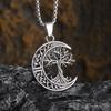 Nordic World Tree Celtic Knot Moon Tree of Life Pendant Necklace Lucky Amulet Jewelry Gift for Men and Women