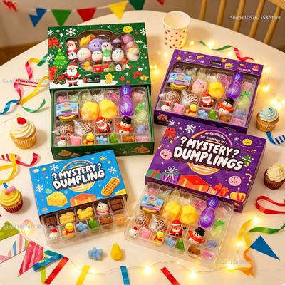 Squishy Zábavná Dárková Sada, Pomalé Vzestupné Cukrové Squeeze Hračka na Uvolnění Stresu Fidget pro Domov Kancelář Relaxaci Novoroční Adventní Kalendář Dárek