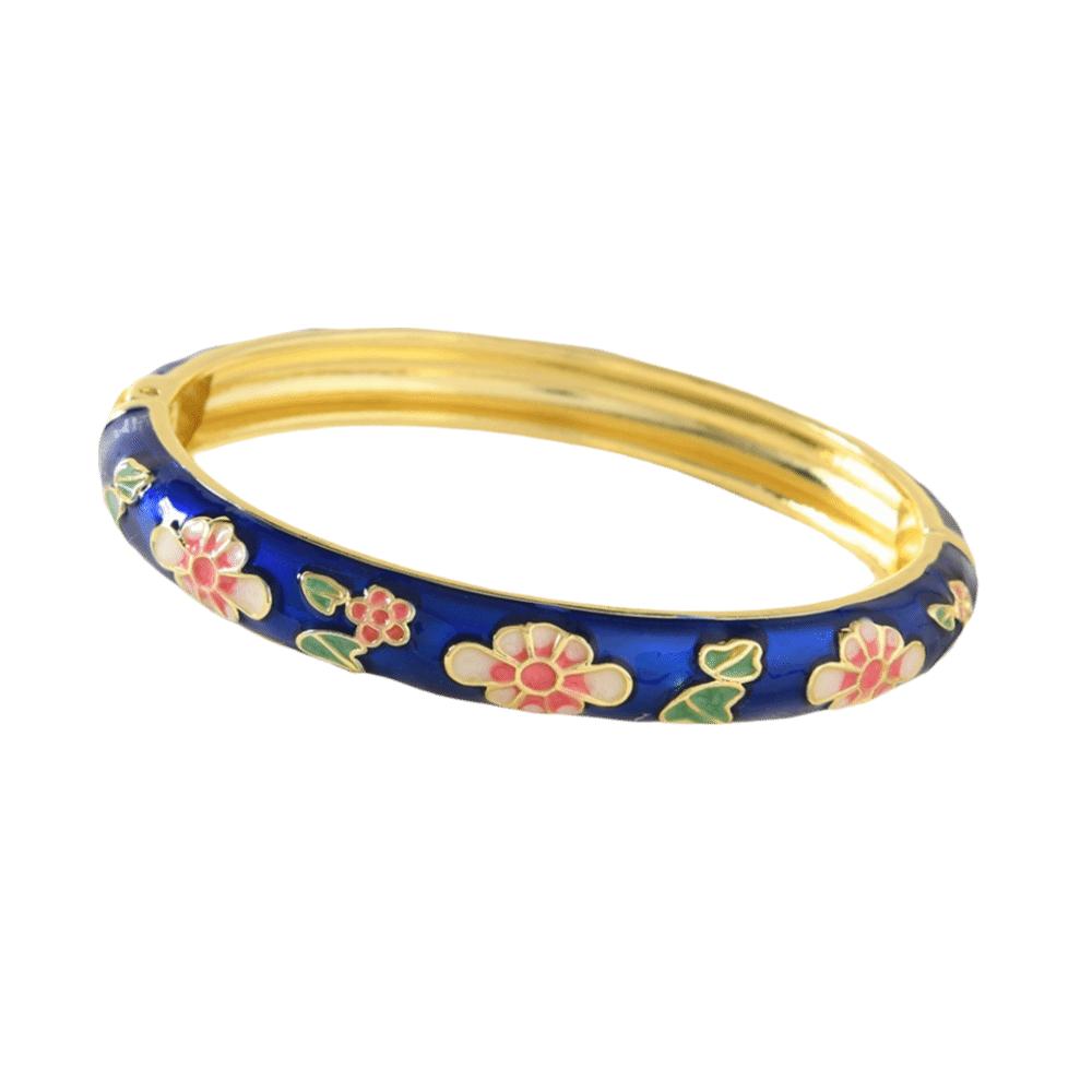 

Elegant Enamel Bracelet Colorful Alloy Cloisonne Bangle Ethnic Floral Motifs Vintage Dropped Glaze Bracelet Party Jewelry