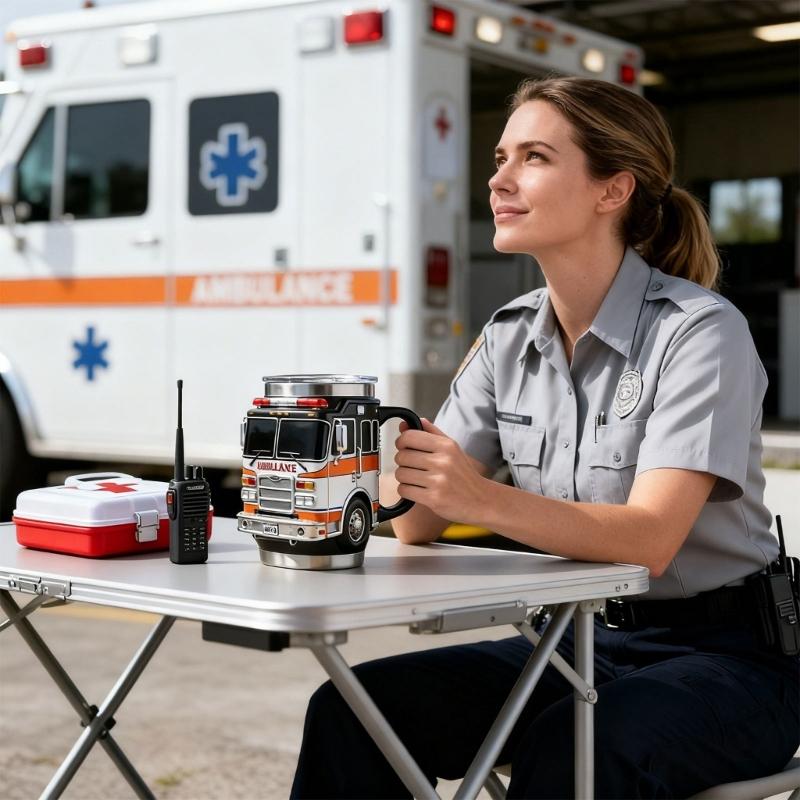 Creative Truck Shaped Firefighting Cup Stainless Steel Coffee Mug For Dad Gift For Father's Day Or Birthday