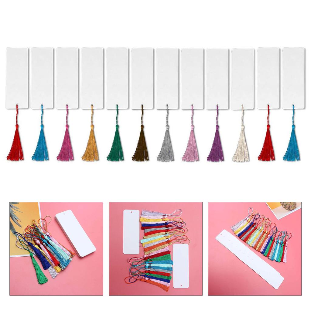 10 Stück Unfertige Papierlesezeichen mit Quasten 2x5,5 Zoll Lesezeichen Weiß Bemalbarer Seitenmarker für Erwachsene Kinder Malen