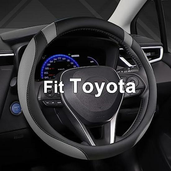 

Universal Leather Perforated Steering Wheel Cover for 14.5-15 Inch (38cm) - All-Season Fit 38 cm