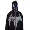 Gothic Punk Rock Hooded Sweatshirt With Spider Eye Rhinestone Embellishment Loose Fit Unisex Winter