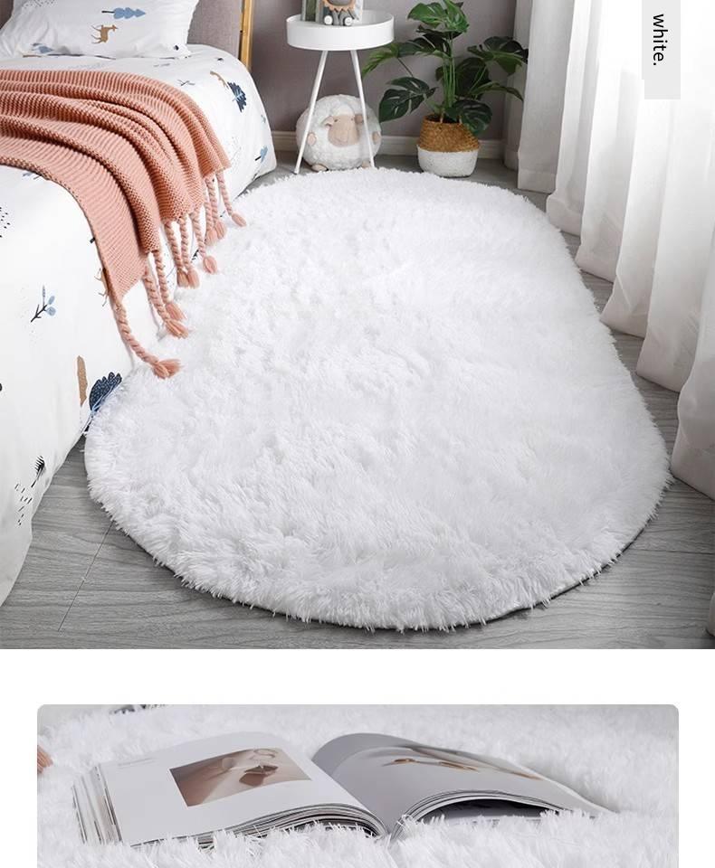 Nordic Ins Thickened Long Hair Tie-dyed Silk Hair Carpet Modern Simple Oval Bedroom Bed Rug, Living Room Sofa Rug