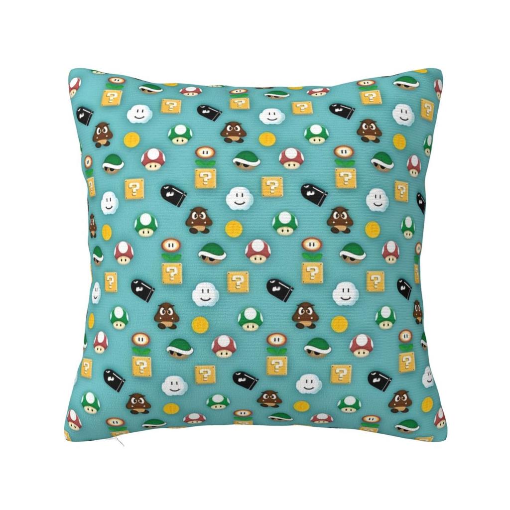 Marios Square Pillowcases Polyester Seat Luigi Mushroom Yoshi Cushion Cover Funny Pillow Cover 45*45