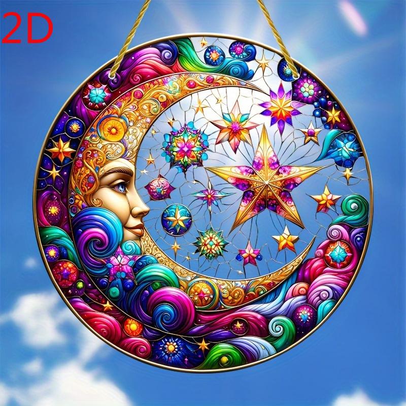 

Moon Goddess Sun Catcher. Colorful celestial acrylic art for home or bar decor. A mystical gift. чистый