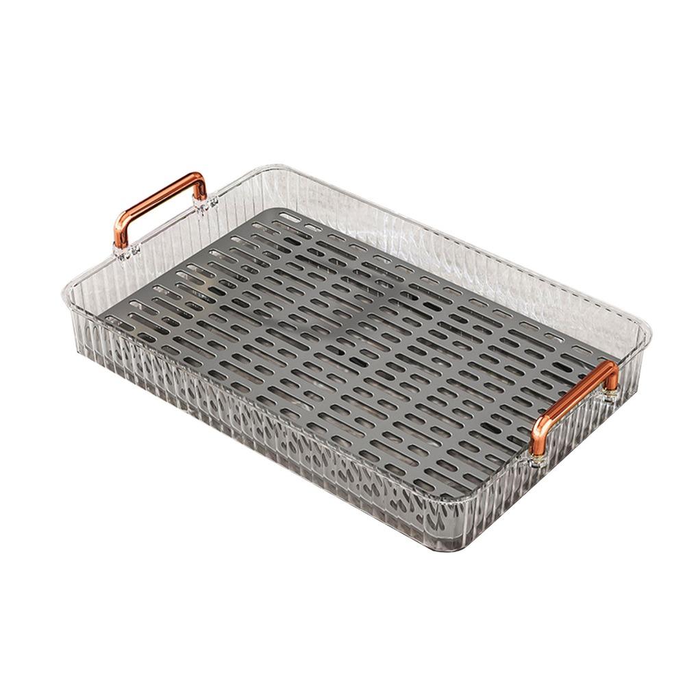 With Handles Water Drainage Tray Non Slip Double Layer Tray Durable Tea Serving Tray  Coffee Table