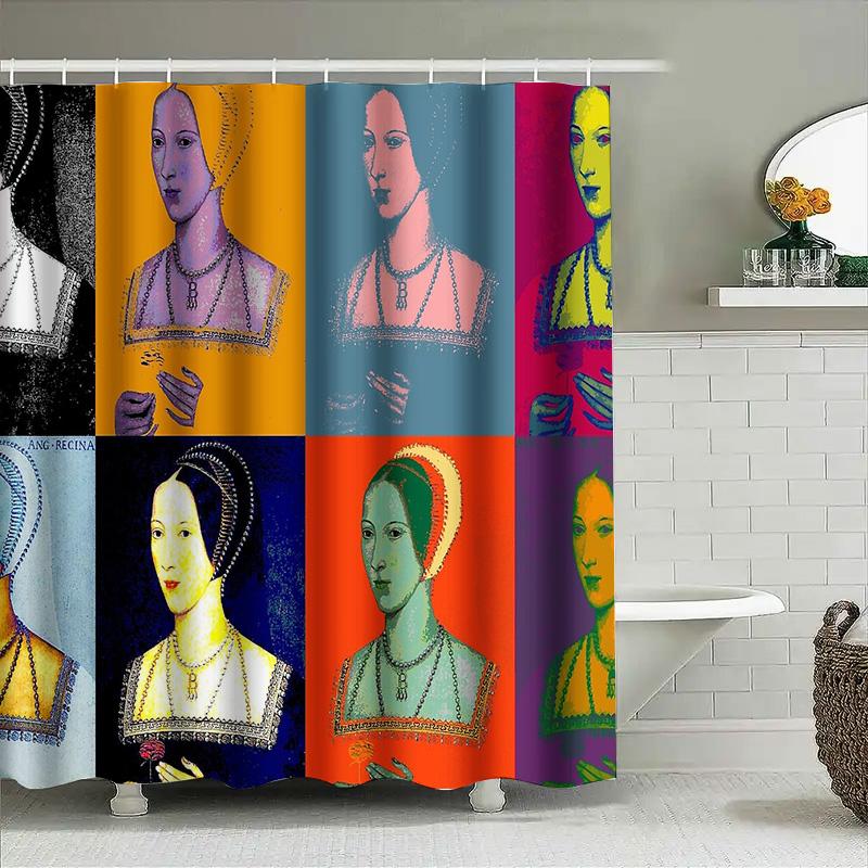 Vintage Renaissance Portrait Shower Curtain Queen Mary Tudor Historical Baroque Decor Elegant Bathroom Set Artistic Tapestry