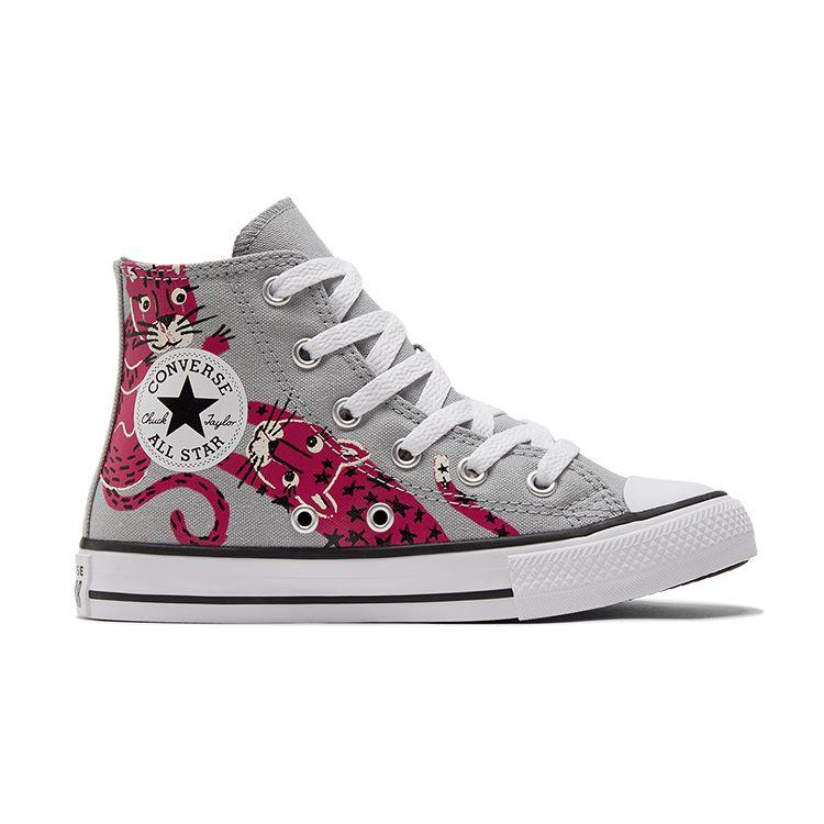Converse Chuck Taylor All Star Canvas Comfortable Versatile High Top Kids Canvas Shoes Kids Sneaker Gray Rose 671613C
