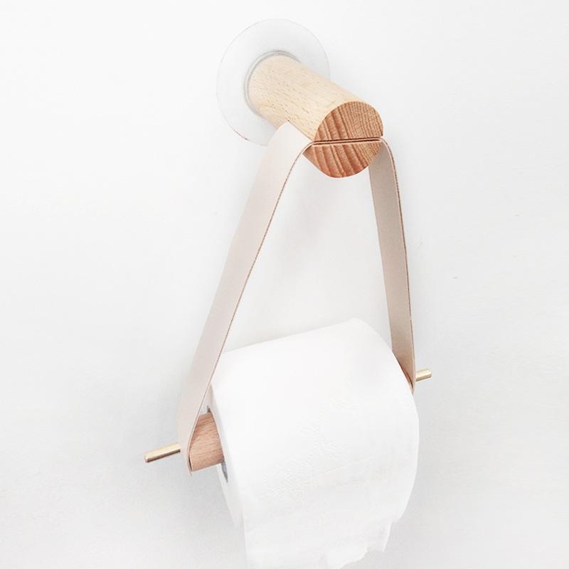 Nordic Wooden & Copper Wall-Mounted Paper Towel Holder - Punch-Free, Hole-Free for Kitchen or Bathroom