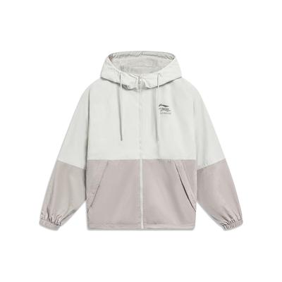 Li-Ning Sports Life Series Spliced Zip-Up Hooded Jacket Unisex Jacket Silver-Birch-Grey AFDT523-2