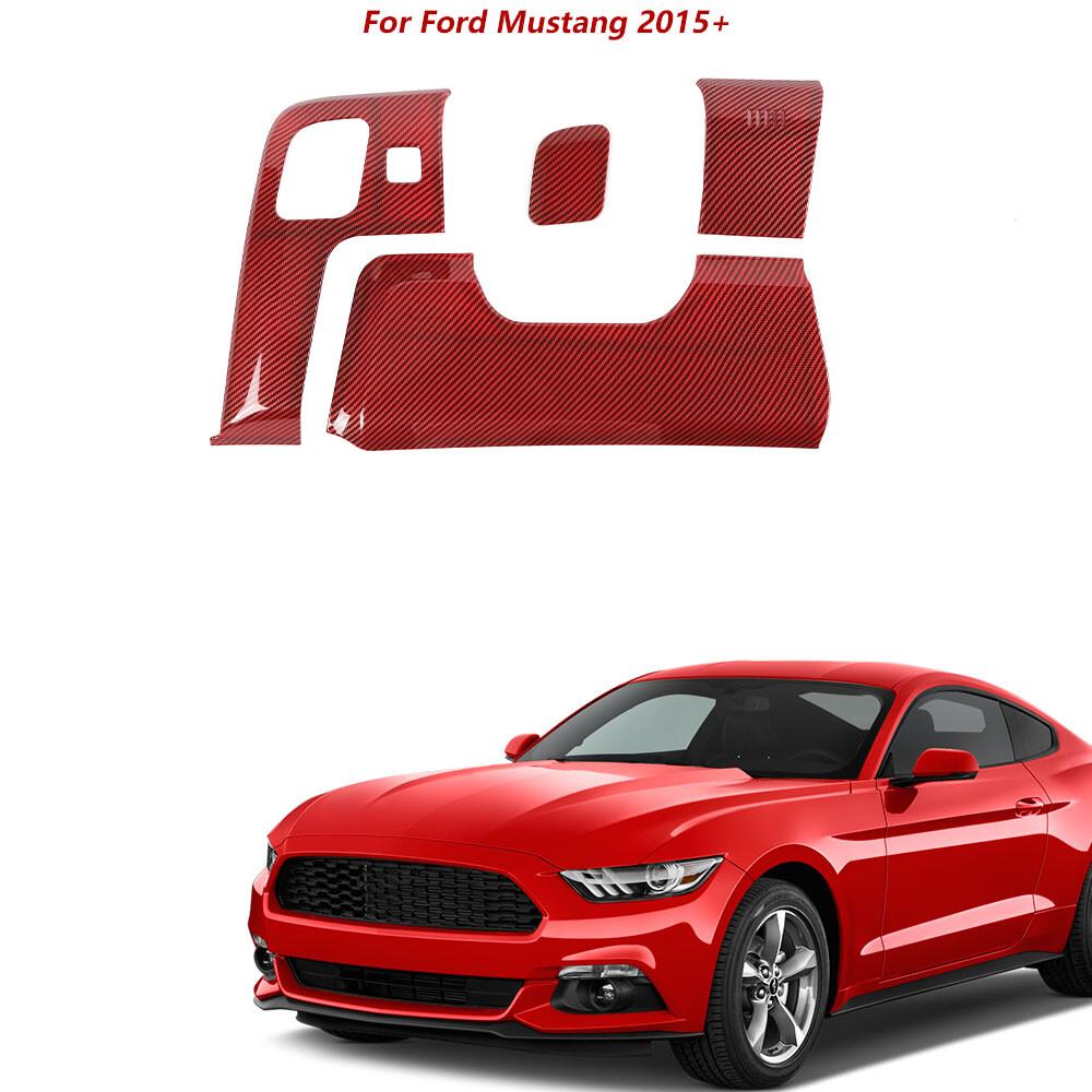 4pcs Steering Wheel Lower Panel Trim Cover For Ford Mustang 15+ Red Carbon Fiber