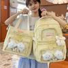Schoolbagins Style High-value Student Schoolbag Female Korean College Style Two-piece Backpack Ballet Style Lace Make-up Bag
