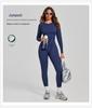 Women's Color Block Stand Collar Jumpsuit - Half Zipper Yoga Fitness Wear for High-Intensity Sports