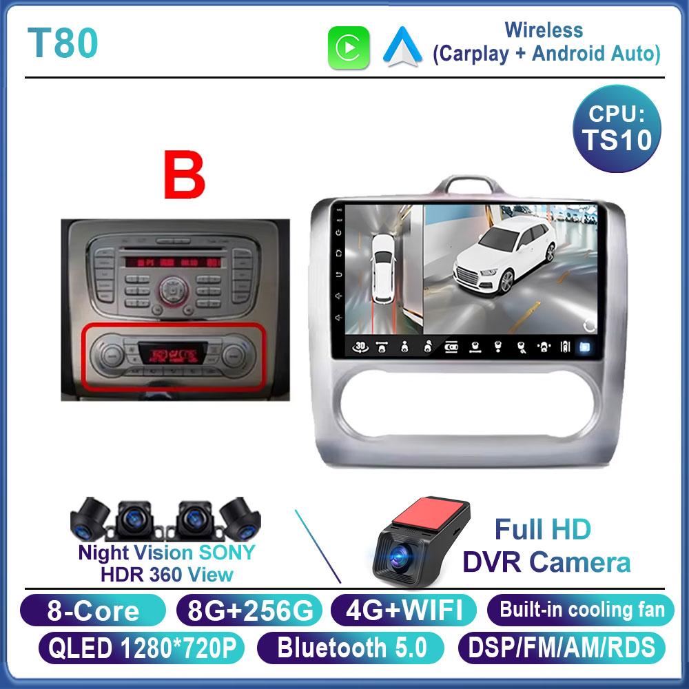 Android 16 For Ford Focus 2 3 Mk2 Mk3 2004 2005 2006 2007 - 2011 Car Radio Navigation Multimedia Player WIFI+4G GPS Carplay Auto