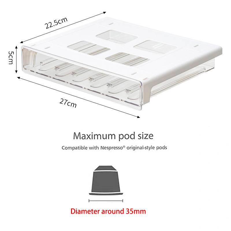 Zásuvkový držák na kávové kapsle, Skrytý organizér na čajové sáčky, Úložný box do zásuvky stolu, Prostorově úsporné kávové doplňky, kavárna