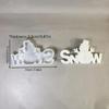 Creative Snowman Snow Letter Sign Silicone Mold For Handmade Cement Plasters Figurine Holiday Gift Home Decors Projects