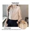 2026 Spring New Satin Long-Sleeve Shirt for Women, Elegant Chiffon Blouse, Ladies' Casual Solid Color Top