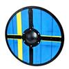 Medieval viking shield, wooden shield of ragnar viking, battles sweden flag for wall art,
