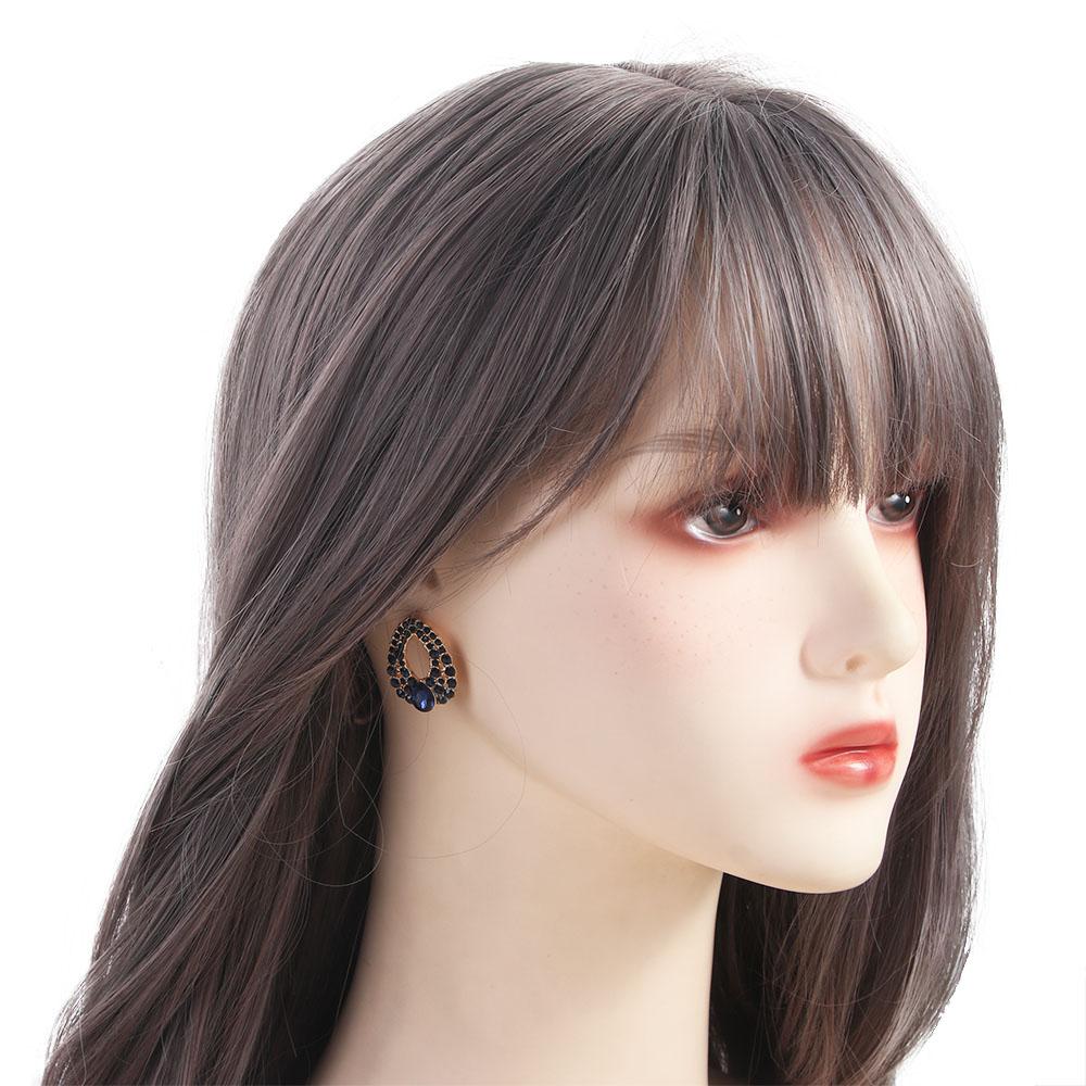 Style Fashion Blue Rhinestone Dangle Ear Stud Earrings Jewelry Water Droplets Australian Crystal