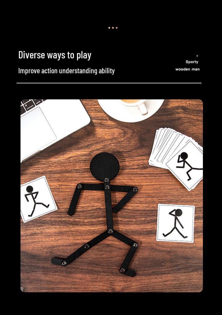 Educational Matchstick Figure Movement Game - Versatile Wooden Toy for Children's Learning and Play