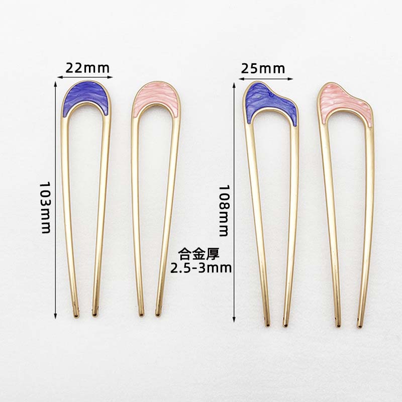 Mode Luxus Silber Gold Farbe Elegant Muschel Emaille Haarnadel für Frauen Metall U-Form Haarstab Haarschmuck Accessoires Schmuck