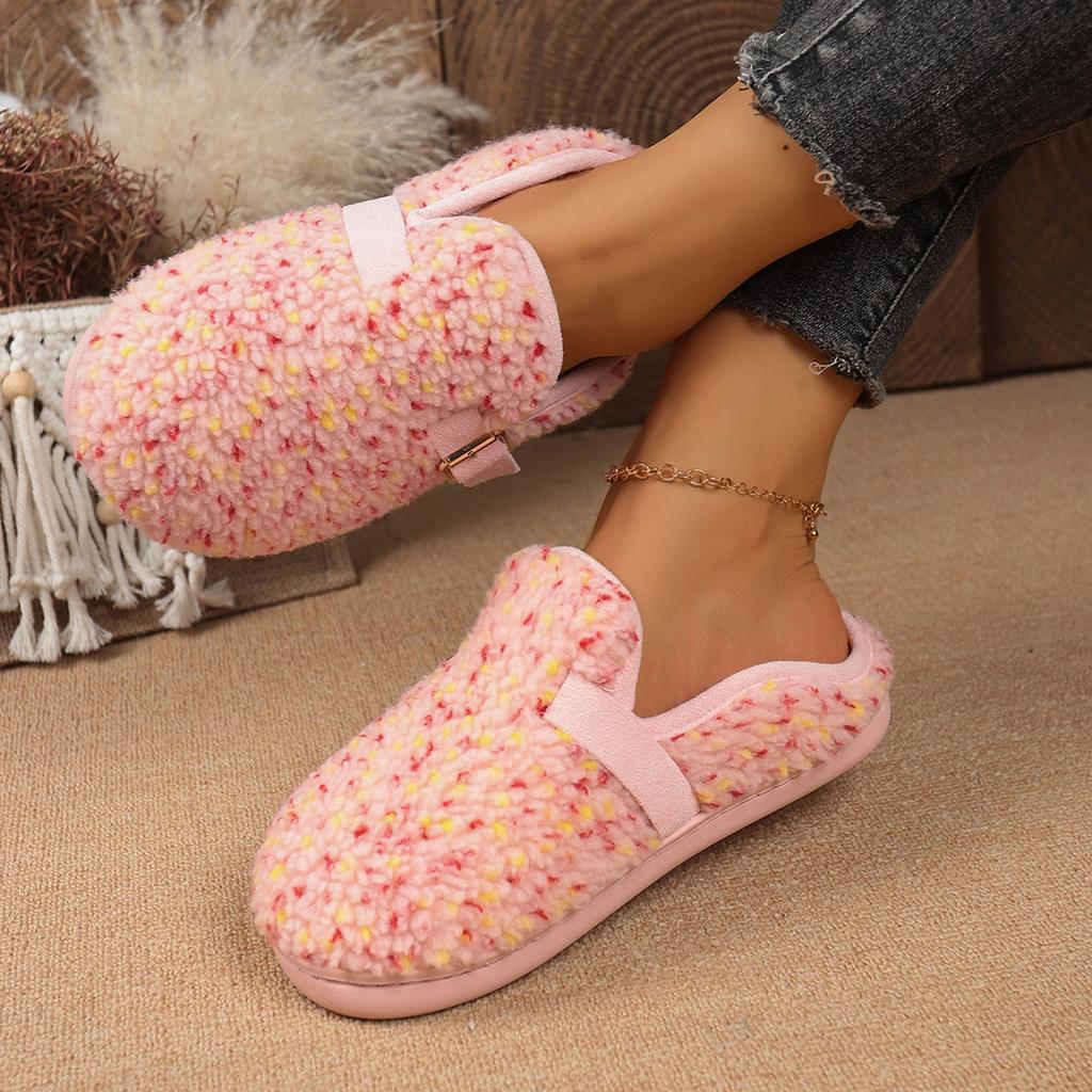 Fashion 2025 Female  Autumn New  Fluffy Shoes Women Wear New Casual Flat Shoes for Slides Women Slip-on Shoes Women Cotton Slippers