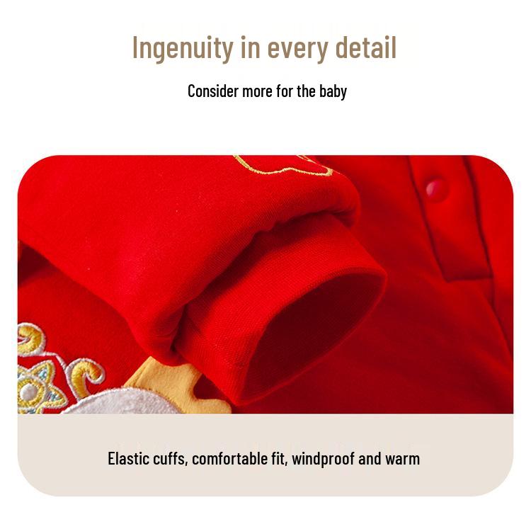 Infant Winter Two-Piece Set: Warm, Padded, New Chinese Style Pullover for Toddlers' New Year Celebration