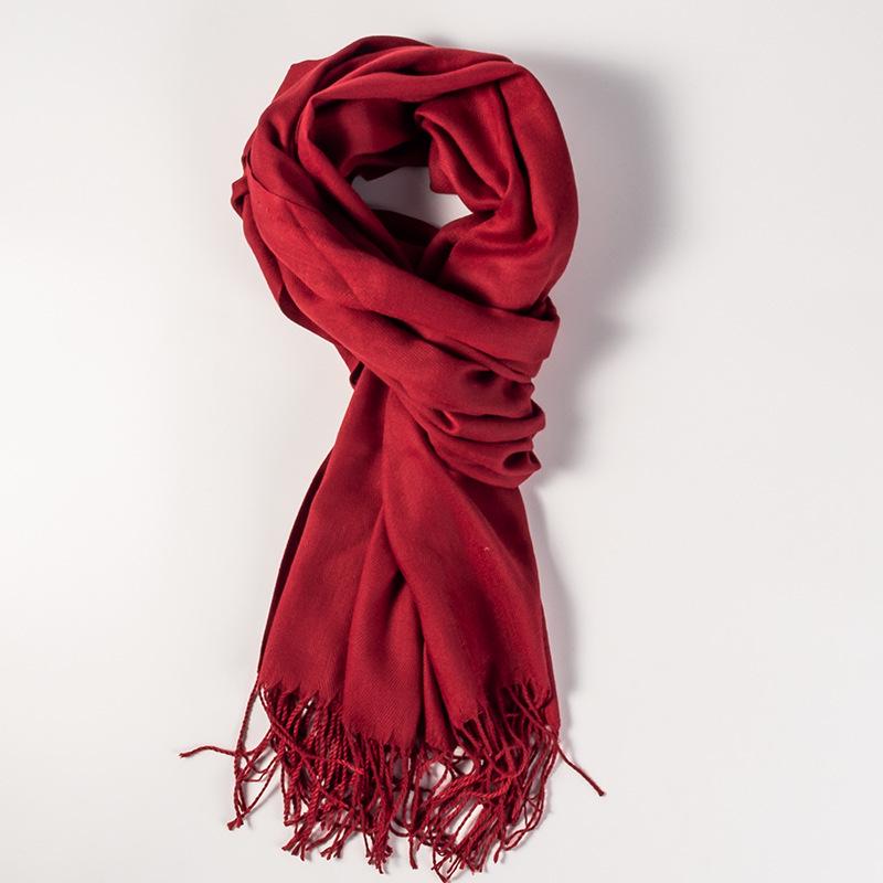 Women's High-End Red Imitation Cashmere Knit Shawl - Versatile & Fashionable