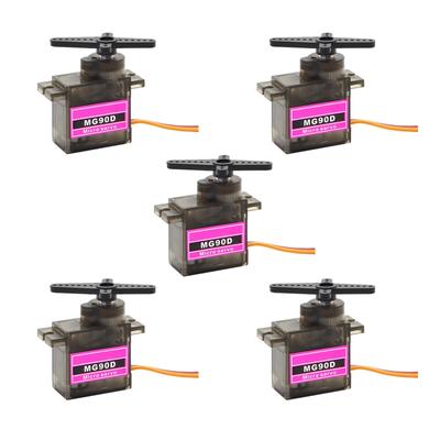 HiRCgo 5-Piece MG90D Digital Servo, Full Metal Gear, Micro Size (SG90MG90S Compatible), for RC Helicopters, Airplanes, Smart Cars, and Robot Arm DIY