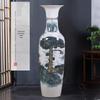 Large Hand-Painted Ceramic Floor Vase with Welcoming Pine Design