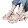 Sandalen Damen Perlen Plateau Feenstil Sandalen Damenrock 2025 Sommer neue Mode vielseitige Römerschuhe Trend