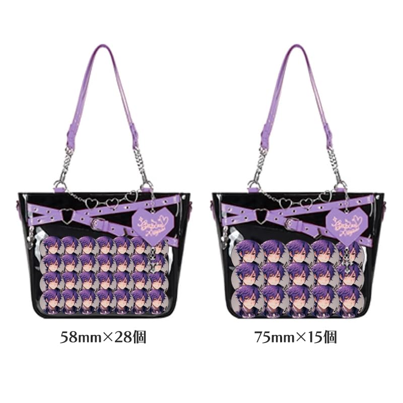 Bōsō Koume Ita Bag with Cross Strap, Cute, Otaku-inspired, Includes Badge, Transparent, Clear, Pink, Black [Parallel Import]