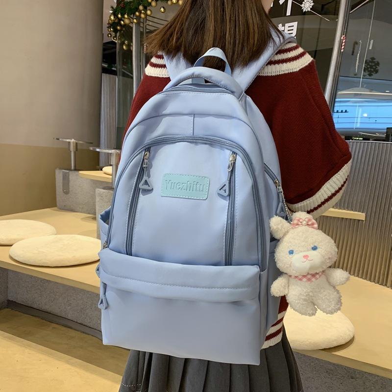 Small Fresh College Style Ins Vertical Zipper Model Labeled Student Schoolbag 2023 Large Capacity Junior High School Student Backpack