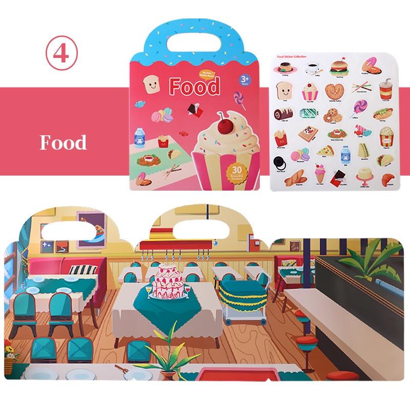 Early Education Sticker Book Develop Concentration With Reusable Stickers Of Animals Dinosaurs And Ocean Scenes